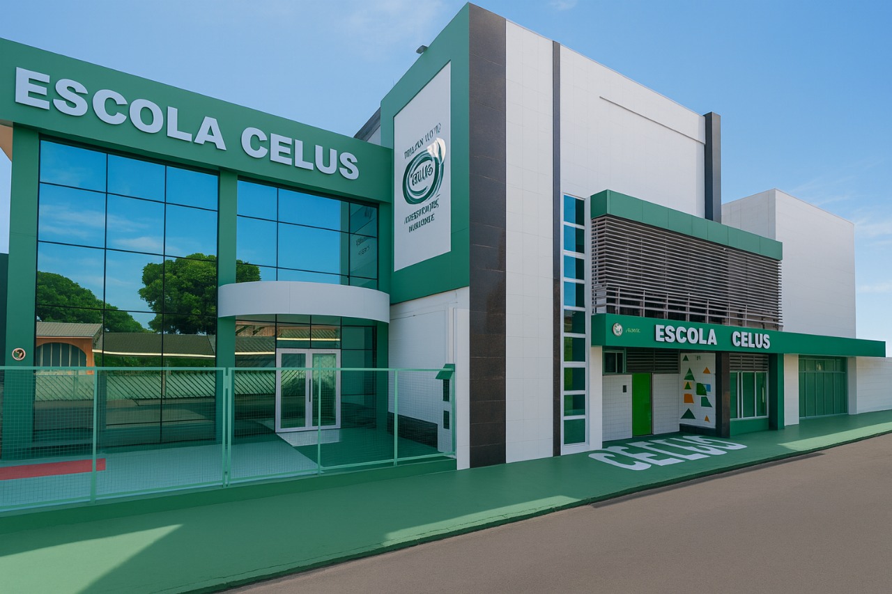 Fachada moderna da Escola Celus